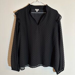 J. Crew Black Textured Long Sleeve Blouse